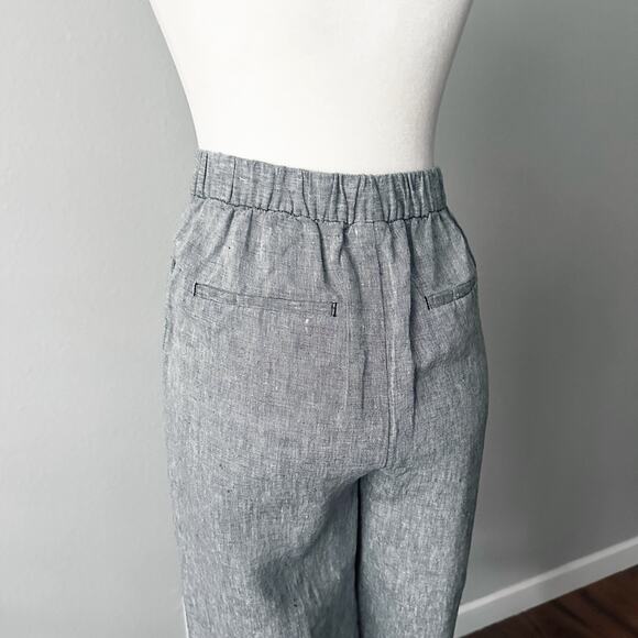 Chico’s Size 1.5 Gray Linen Crop Wide Leg Satin Drawstring Pants women’s size 10 - Picture 5 of 11